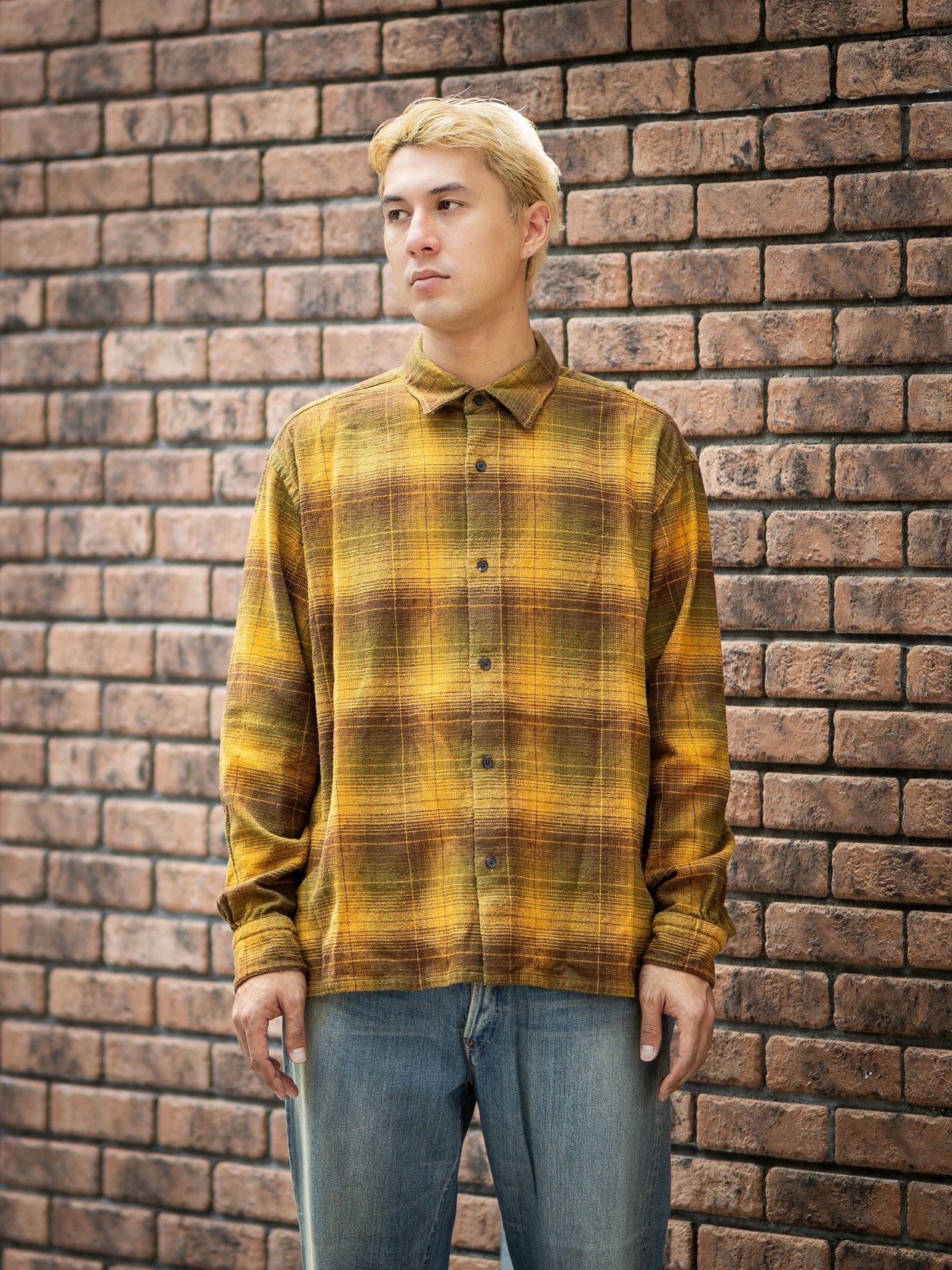 A.PRESSE 新作Vintage Cotton Silk Nep Twill Check Shirts