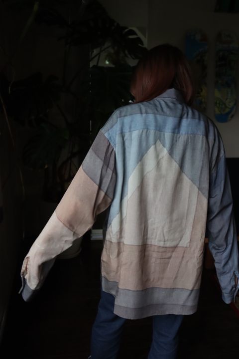 YOKE PRINTED REGULAR COLLAR SHIRT"NAVY"スタイル