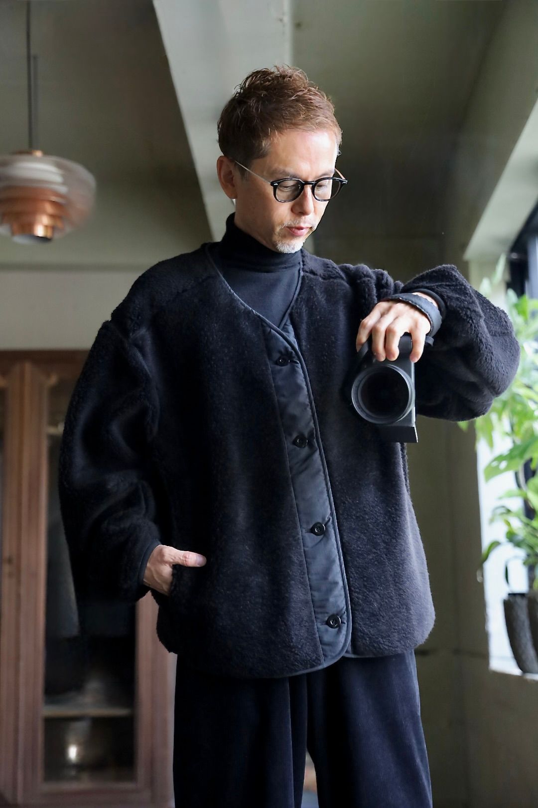 Graphpaper Wool Boa Liner Blouson"BLACK"スタイル