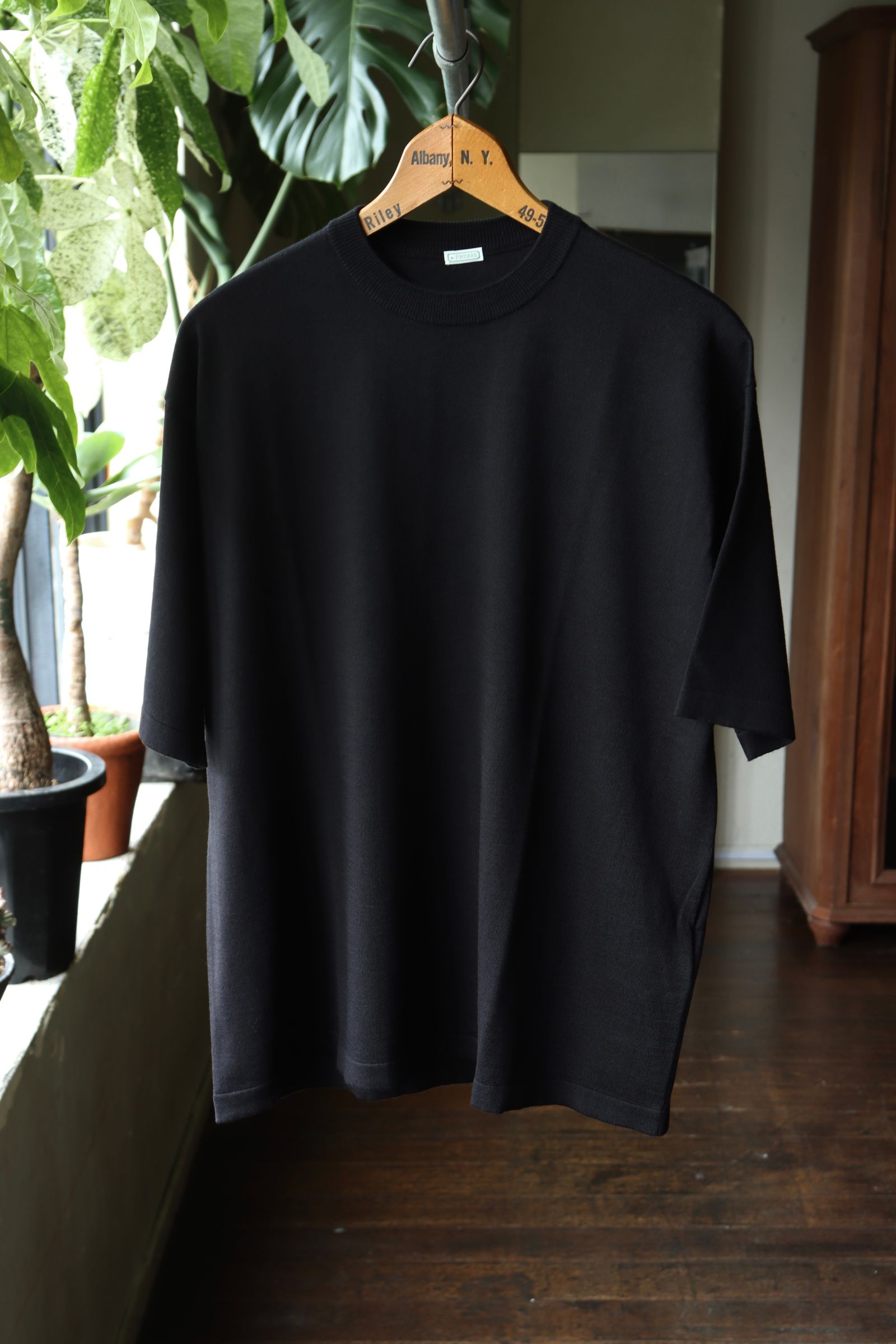 アプレッセ 2025 STYLE2 Wool Cotton High Gauge S/S T-Shirt(25AAP-03-04)BLACK