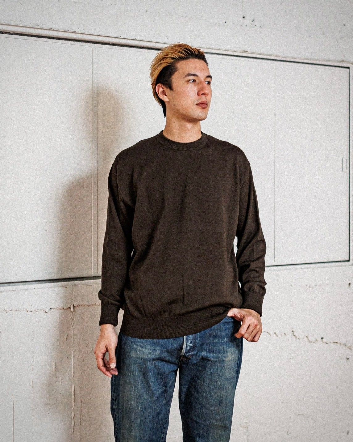 トップス A.PRESSE Cotton knit L/S T-Shirt OLIVE 2 A.PRESSE Cotton knit L/S T-Shirt (OLIVE)スタイル 2月8日(土