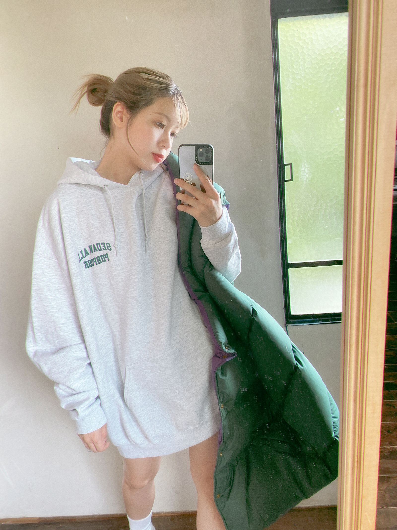 セダンオールパーパスFW23 COLLEGE LOGO HOODIE(SD23F-CT04)ASH