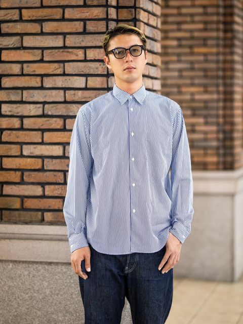グラフペーパーシャツ Broad Stripe Regular Collar Shirt (GM264-50021STB)BLUE STRIPE☆10月31日(土)発売！