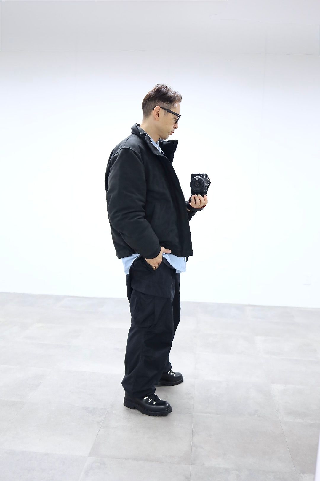 A.PRESSE Nubuck Leather Down Jacketスタイル