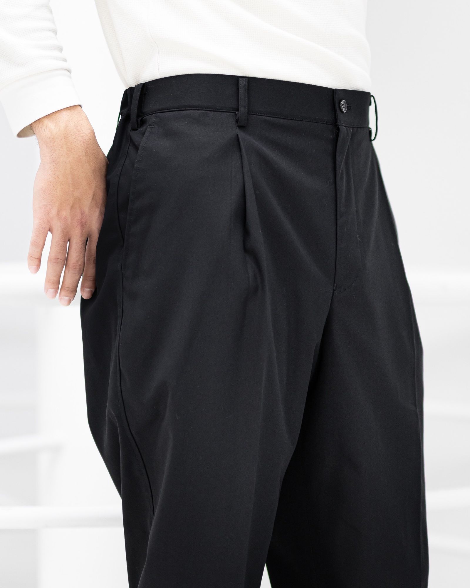 グラフペーパー 26SS Wooly Cotton Twill Wide Tapered Slacks(GM261-40047B)BLACK☆1月31日(土)発売！