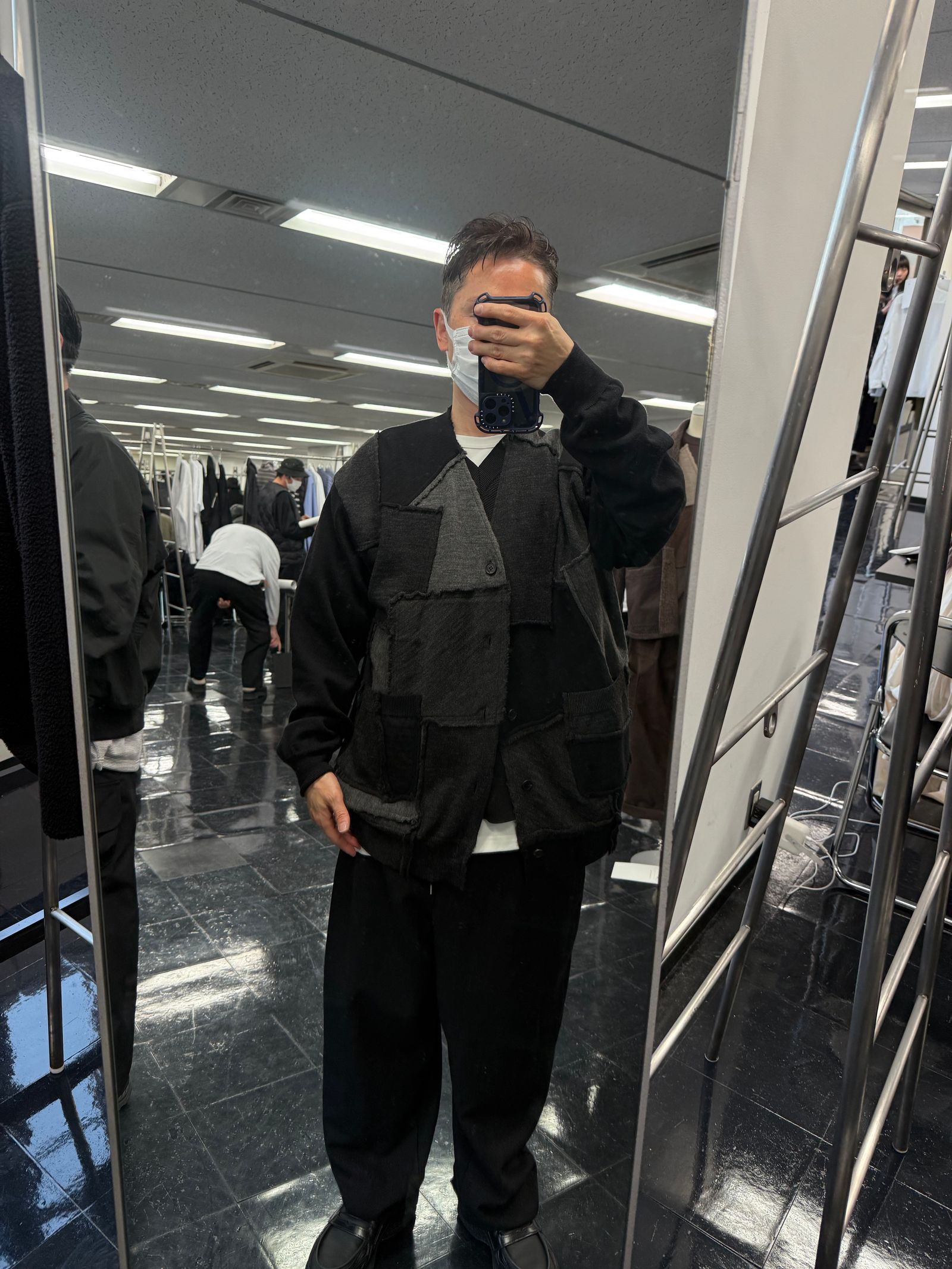 コムデギャルソンオム25FW 梳毛天竺パッチワークカーディガン(HP-N007-051)BLACK★10月3日(金)発売！