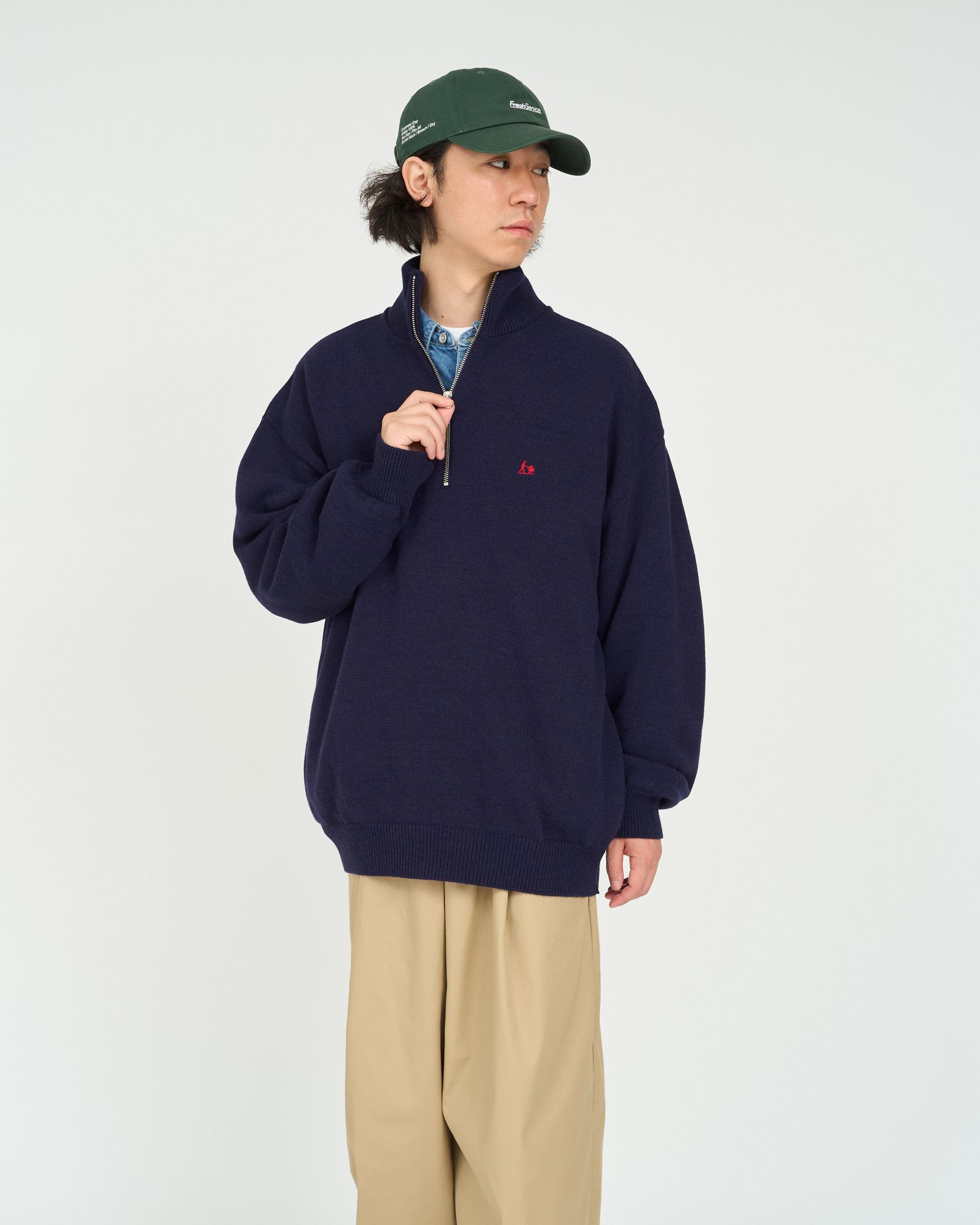 フレッシュサービス 26AW THERMAL JERSEY HARF ZIP KNIT(FSC263-80009)NAVY☆10月17日(土)新作発売！