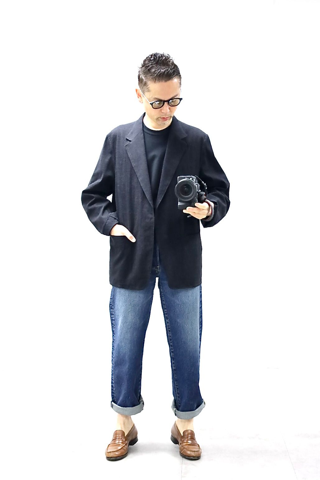 blurhms ブラームス 26SS Silk/Cotton Nep Cardigan Jacket(BHS26S019)Black