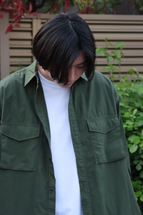 Graphpaper Garment Dyed Poplin Fatigue Shirt style.2022.4.24.