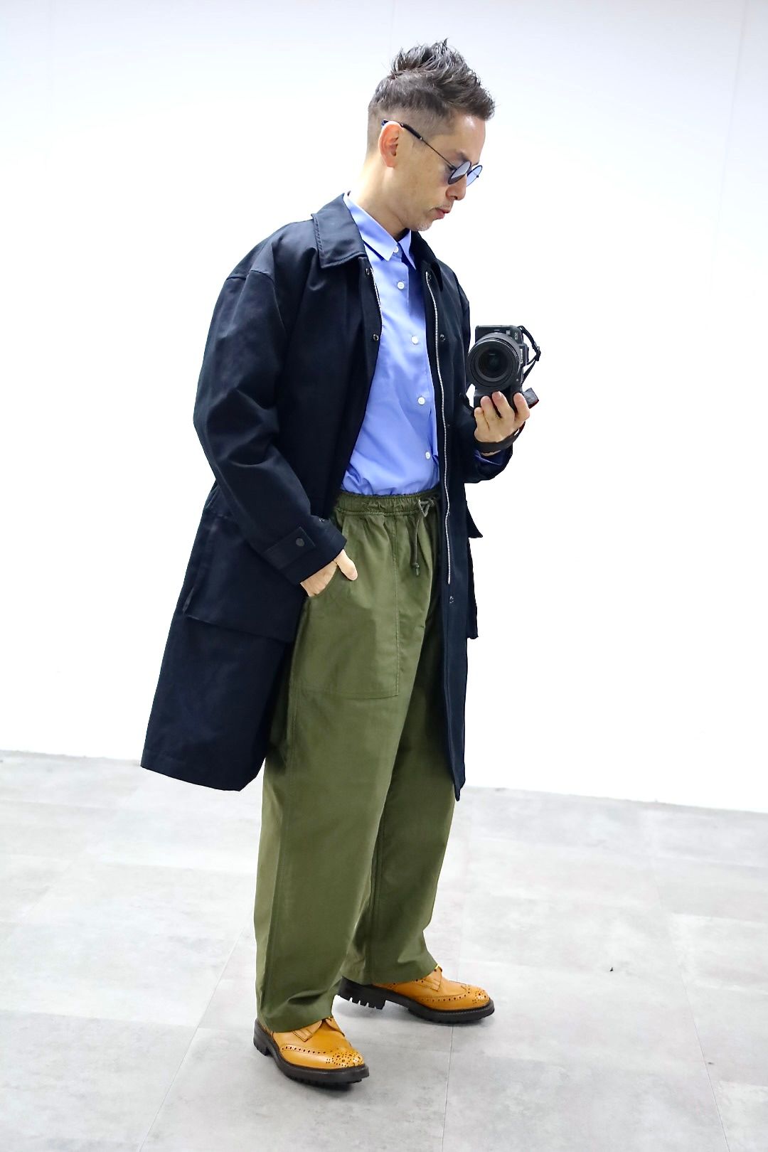 COMME des GARCONS HOMME 26SS 綿麻強撚サージステンカラーコートスタイル