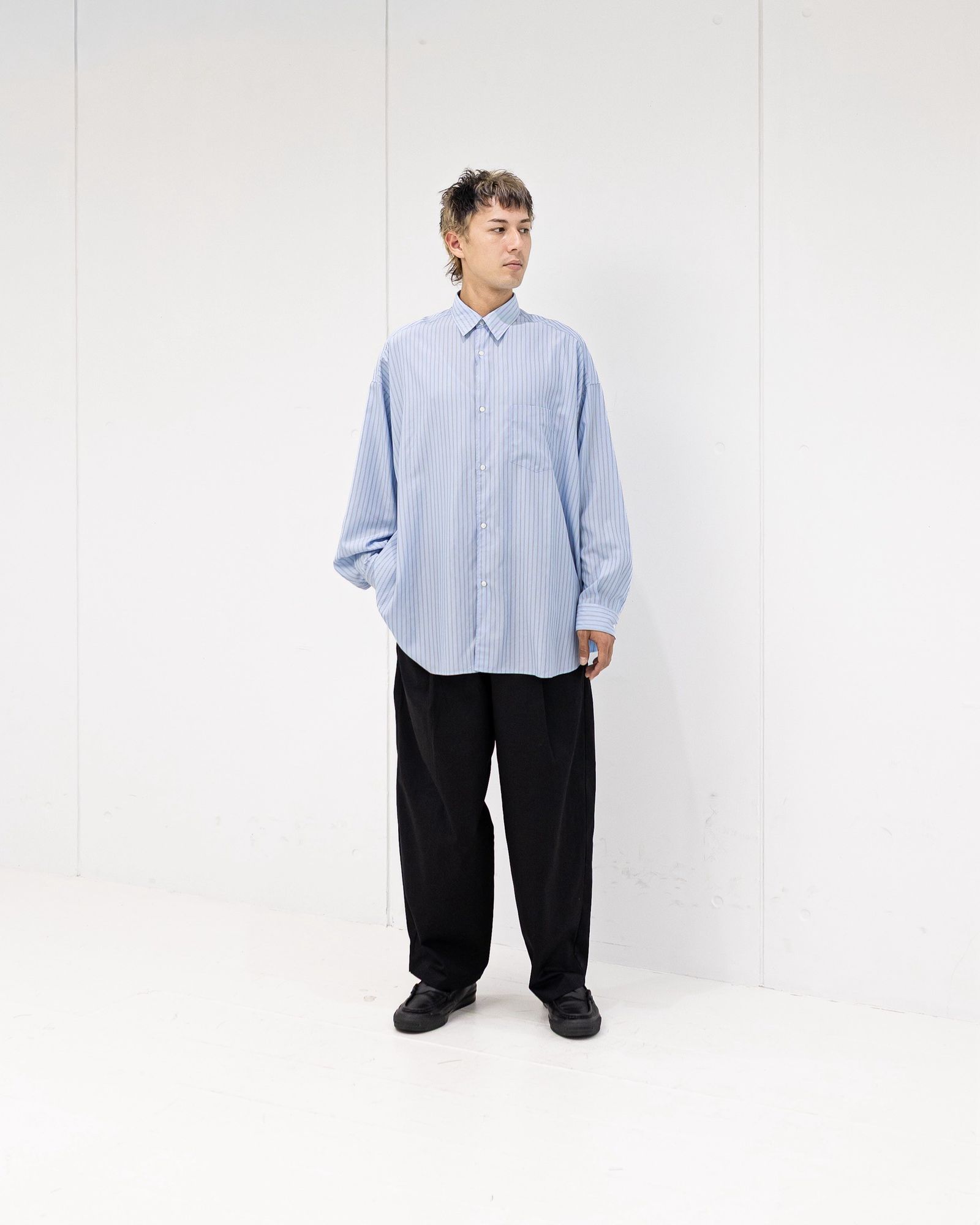 グラフペーパー SIDOGRAS L/S Oversized Regular Collar Shirt (SAX STRIPE) 6月6日(土)新作発売！