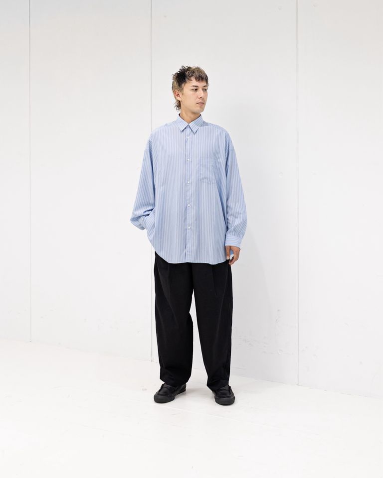 グラフペーパー SIDOGRAS L/S Oversized Regular Collar Shirt (SAX STRIPE) 6月6日(土)新作発売！