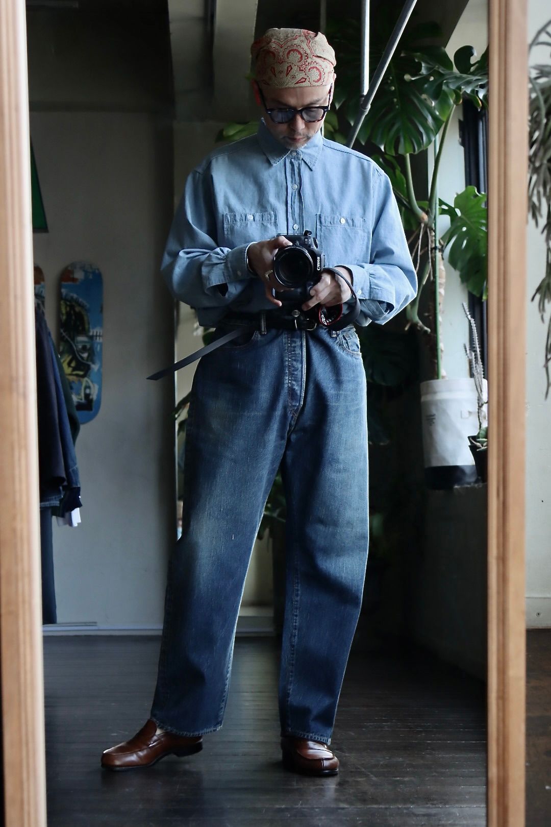 アプレッセ23SSデニムシャツ Washed Chambray Shirt(223SAP-02-01H)INDIGO - 1(S)