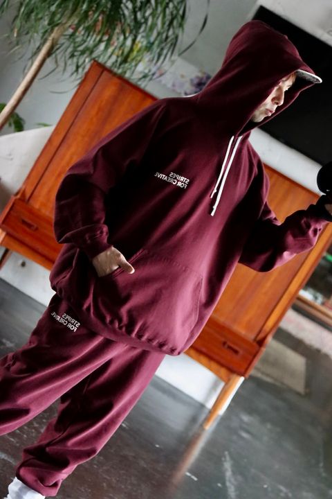 S.F.C RAGLAN HOODIE"BURGUNDY"style.
