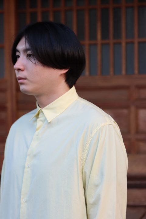 Ets.MATERIAUX Regular collar shirt(YELLOW)style.