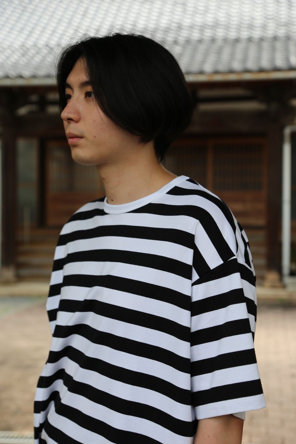 Graphpaper Border S/S Tee(GM203-70144B) style.2021.7.10.