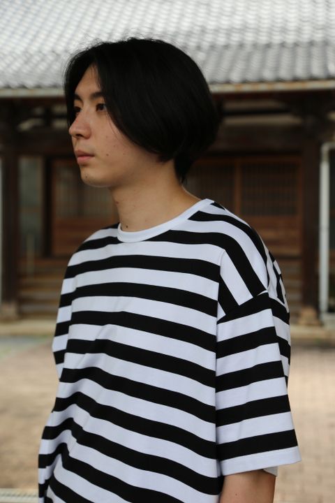 Graphpaper Border S/S Tee(GM203-70144B) style.2021.7.10.