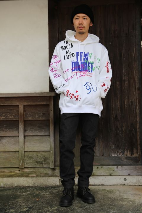 doublet MESSAGE EMBROIDERY HOODIE"WHITE"Style.2020.9.15.