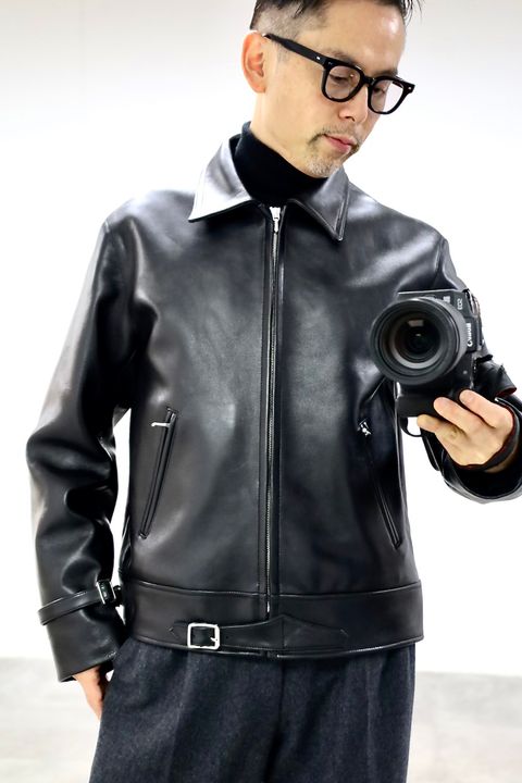 A.PRESSE 2026 STYLE1 Leather French Riders Jacketスタイル