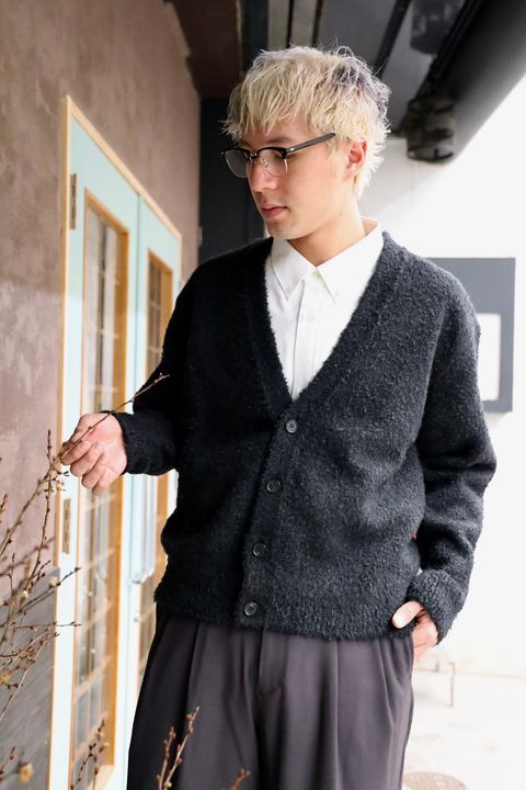 アプレッセ 2025 STYLE2 Cashmere Mole Yarn Cardigan(25AAP-03-19)CHARCOAL