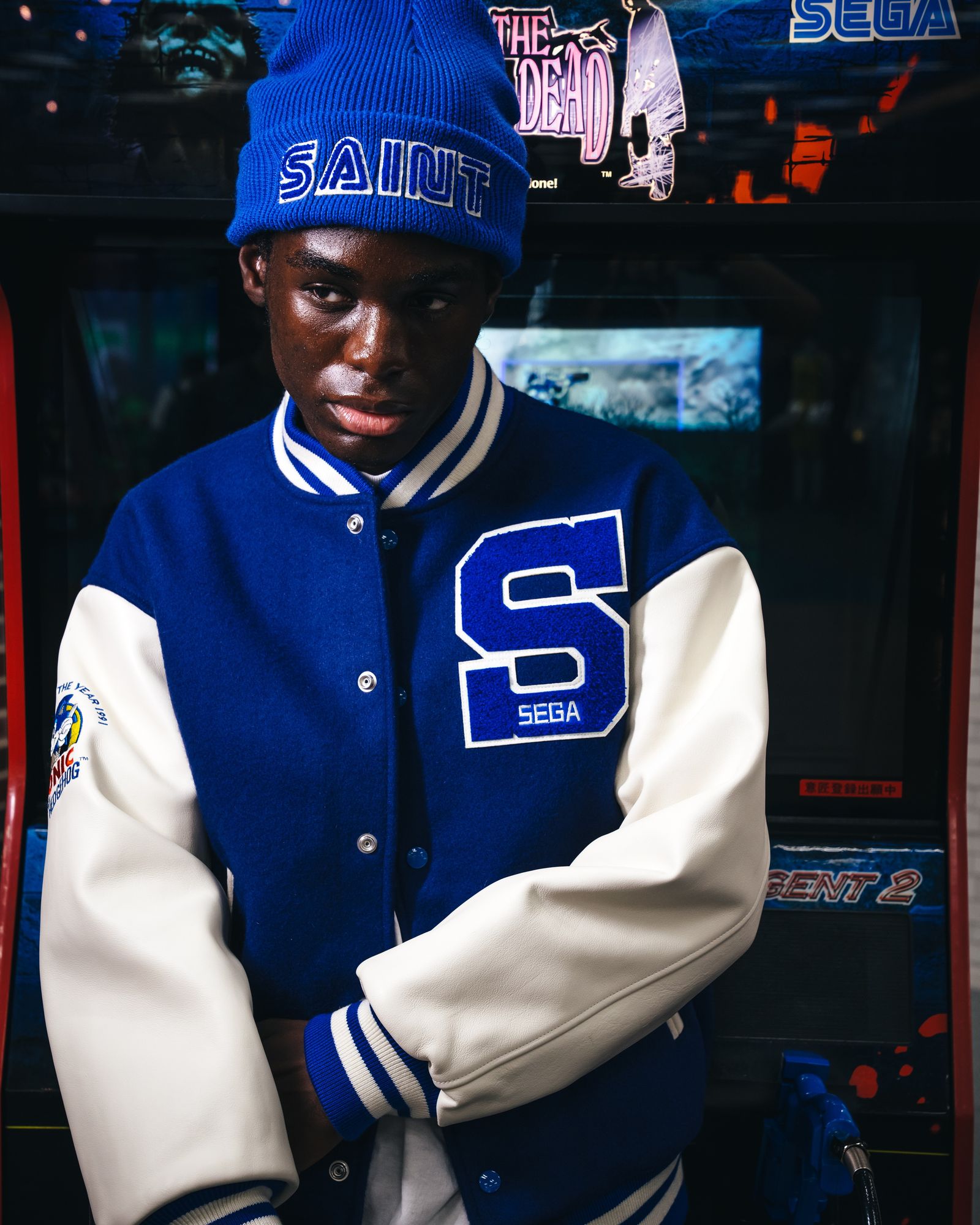 セントマイケル25AW SEGAコラボ SG_KNIT CAP /SAINT SEGA (SM-HR1-0000-C66)BLUE☆11月8日(土)発売！