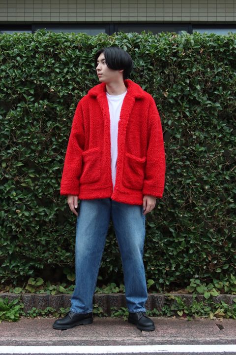 doublet HAND-PAINTED RECYCLE FUR JACKET"RED style"