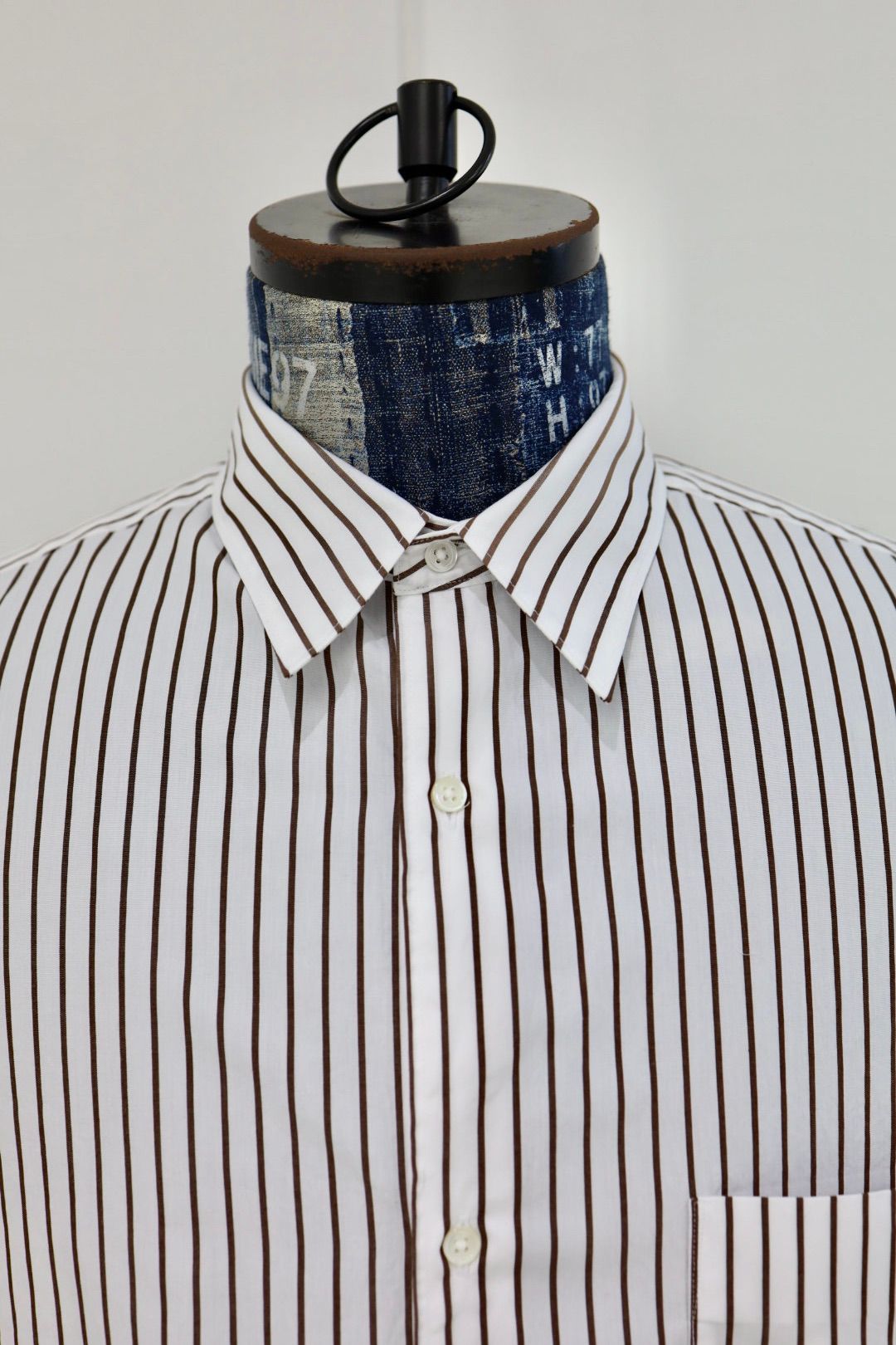 グラフペーパー 25AW SIDOGRAS Stripe  L/S Oversized Regular Collar Shirt(GM254-50025STB])BROWN STRIPE☆10月25日(土)発売！