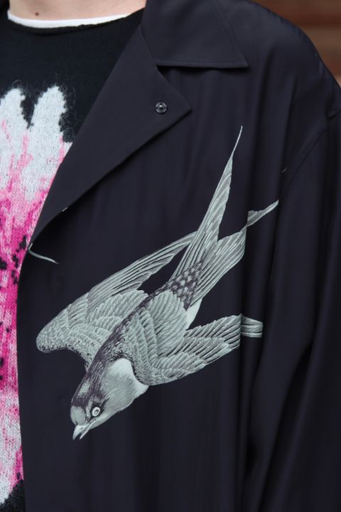 Yohji Yamamoto 21AW M-ツバメ濃紺プリントB(HX-B58-412) style.2021.8.29.