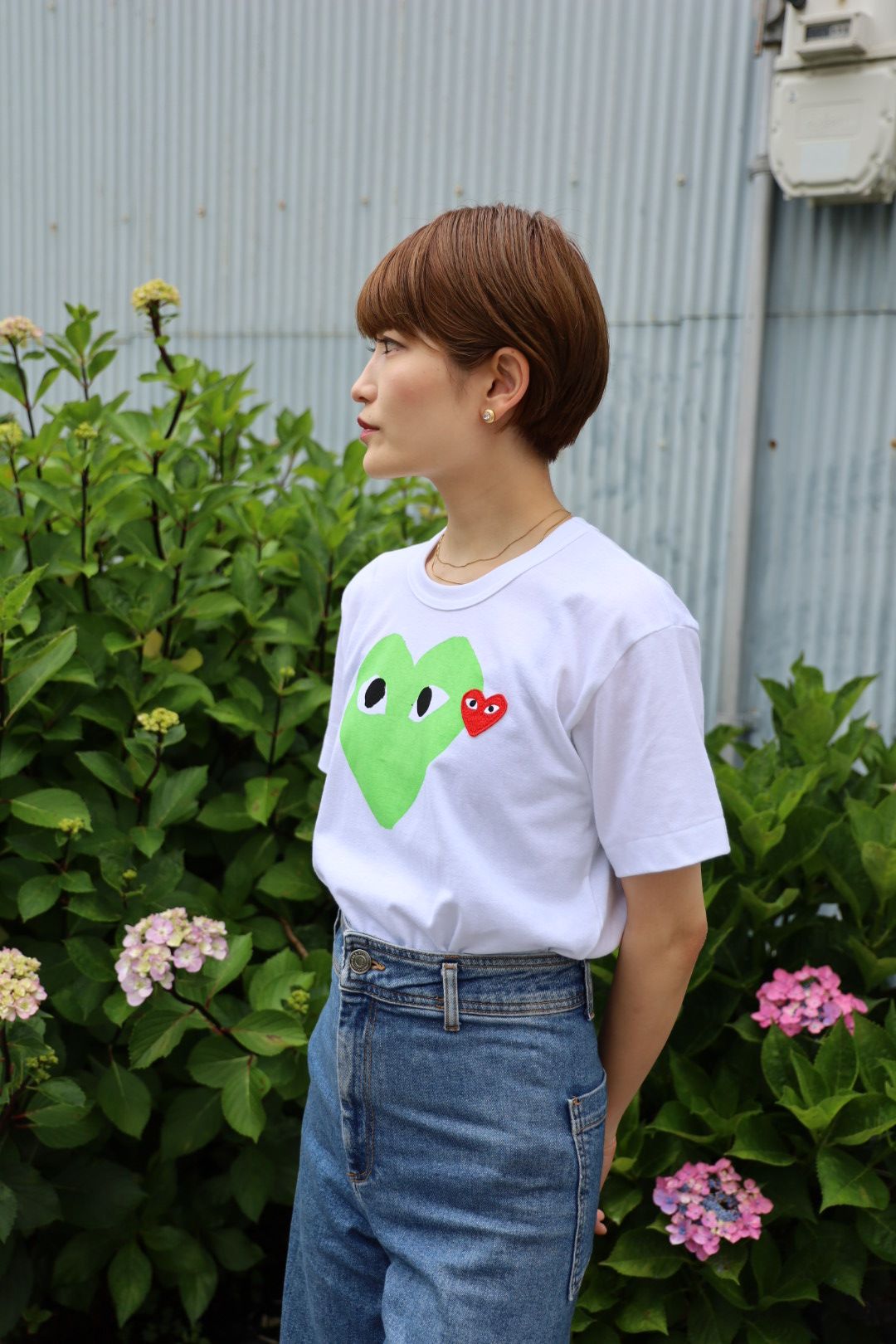 PLAYプレイコムデギャルソン RED EMBLEM Tシャツ(GREEN)