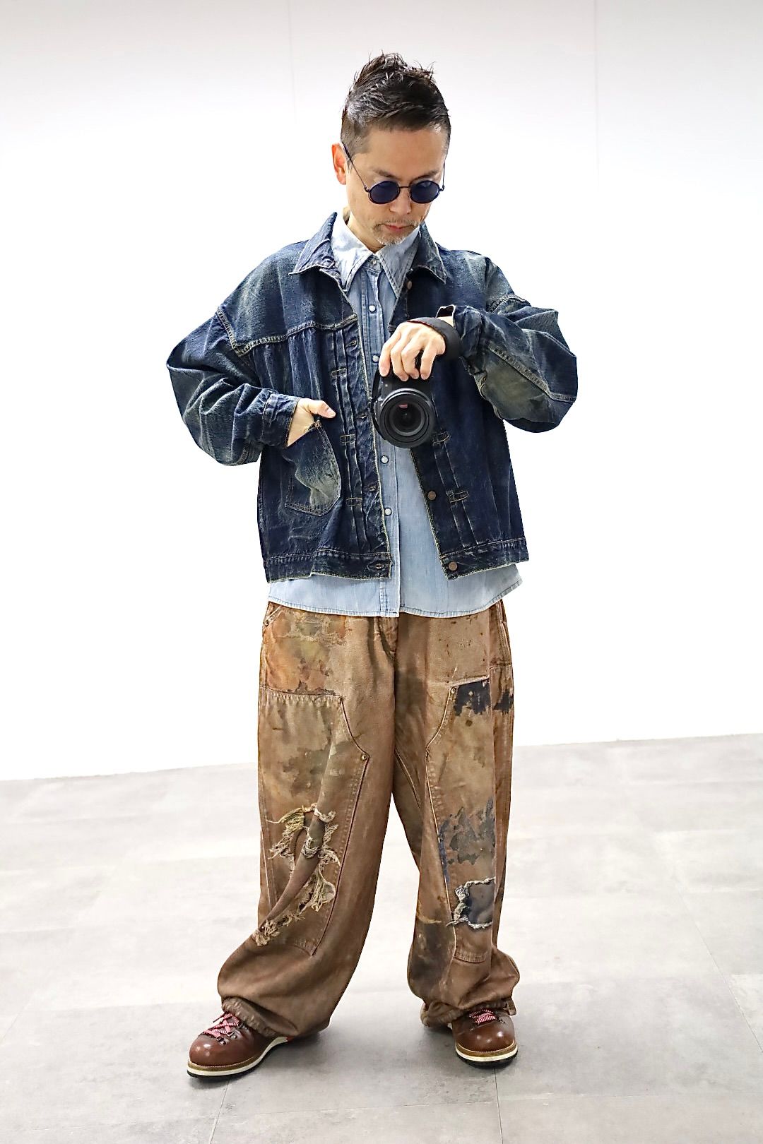 TALKING ABOUT THE ABSTRACTION PRINT DUCK WIDE PT"BROWN"スタイル