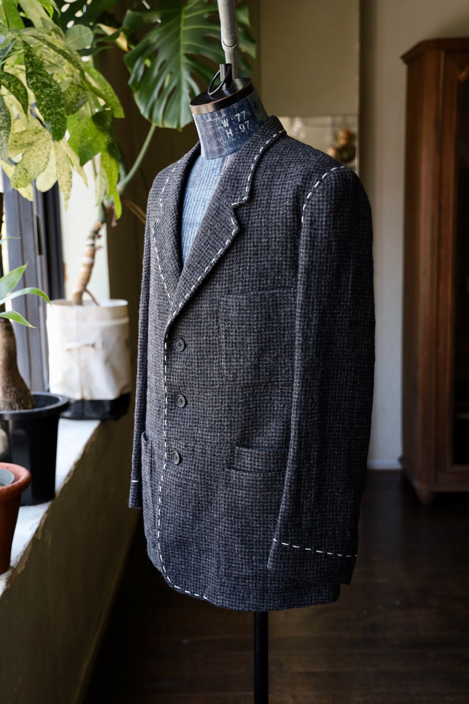 ワイズフォーメンY's for men 25AW HOUNDSTOOTH STITCH JACKET (ML-J13-106)BLACK