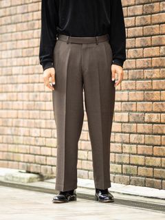 マーカ 26AW SINGLE PLEAT WIDE TROUSERS(M26C10PT02C)BROWN BIRD’S-EYE☆新作発売！