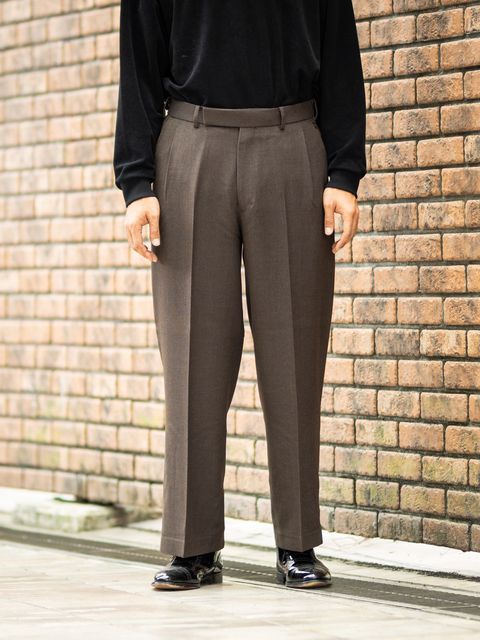 マーカ 26AW SINGLE PLEAT WIDE TROUSERS(M26C10PT02C)BROWN BIRD’S-EYE☆新作発売！