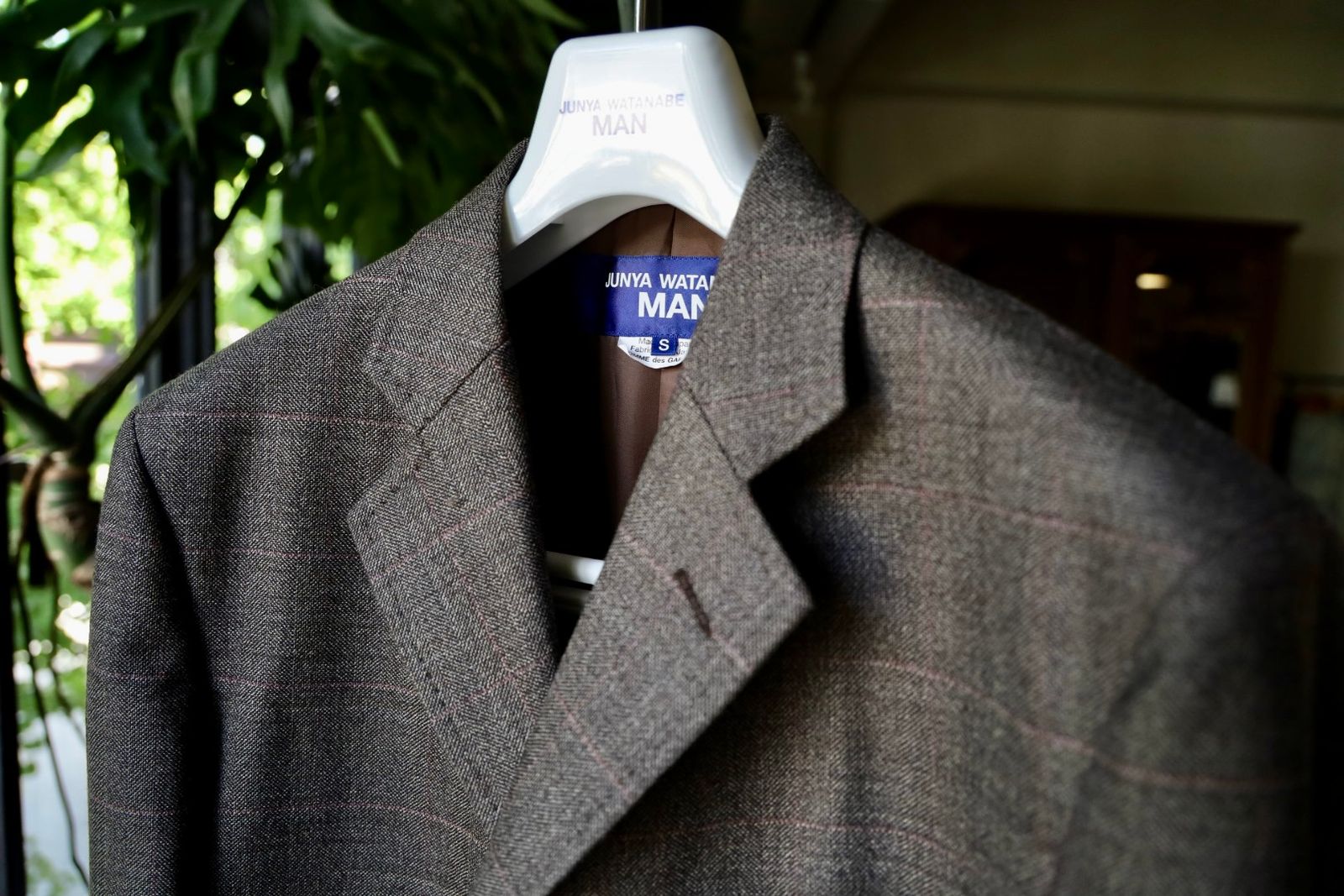 ジュンヤワタナベマン24AW ウールチェック×綿ヘリンボーンコート(WN-CO10-051)D.BROWN×KAHKI