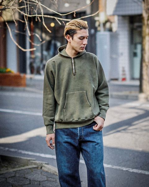 A.PRESSE Vintage Half Zip Sweat Hoodie(OLIVE) 1月25日(土)新作発売！