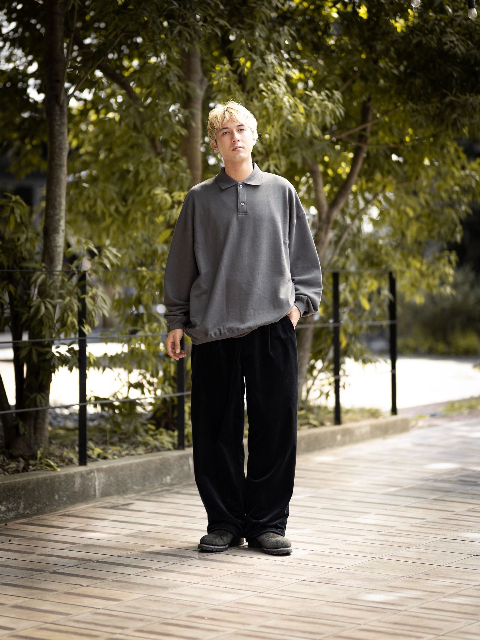 Graphpaper AZUMA Terry Pullover Polo Sweat (GRAY) MARKスタイル！