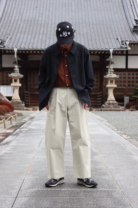 STUDIO NICHOLSON SORTE PEACHED COTTON TWILL DEEP PLEAT VOLUME 