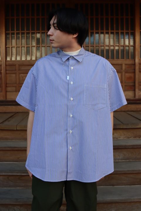 is-ness×THOMAS MASON VENTILATION SHORT SLEEVE SHIRT"BLOCKS STRIPE"style.