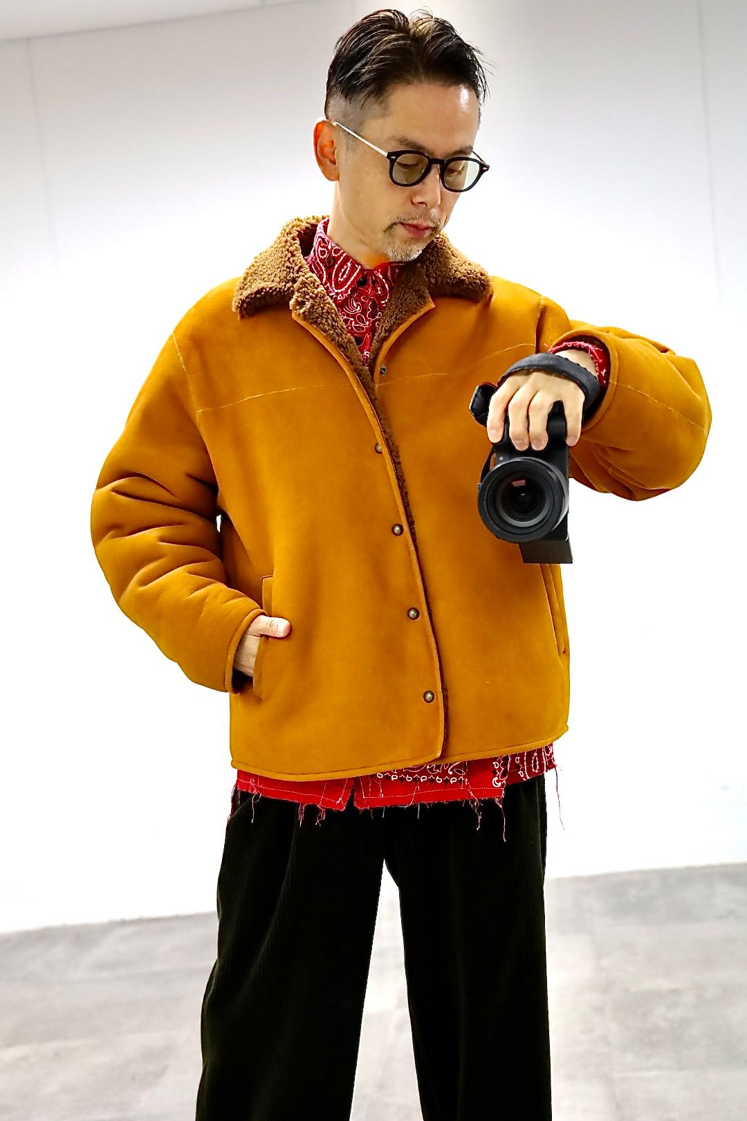 A.PRESSE 2026 STYLE1 Vintage Mouton Jacketスタイル