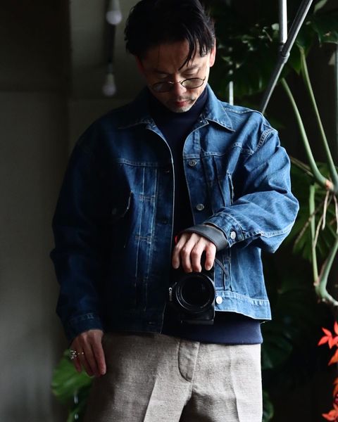A.PRESSE Dead Stock Linen Trousersスタイル