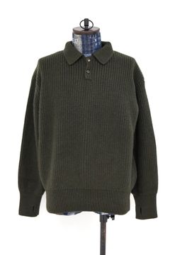 マーカウェア 26AW RIBBED POLO COLLAR JUMPER(A26C24SW02C)DARK OLIVE☆新作発売！