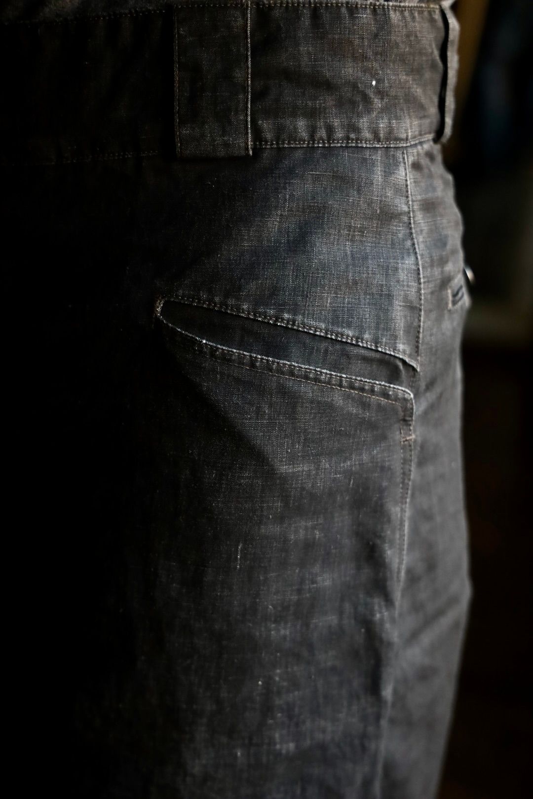 アプレッセ Vintage Black Linen Trousers (25SAP-04-19H) BLACK