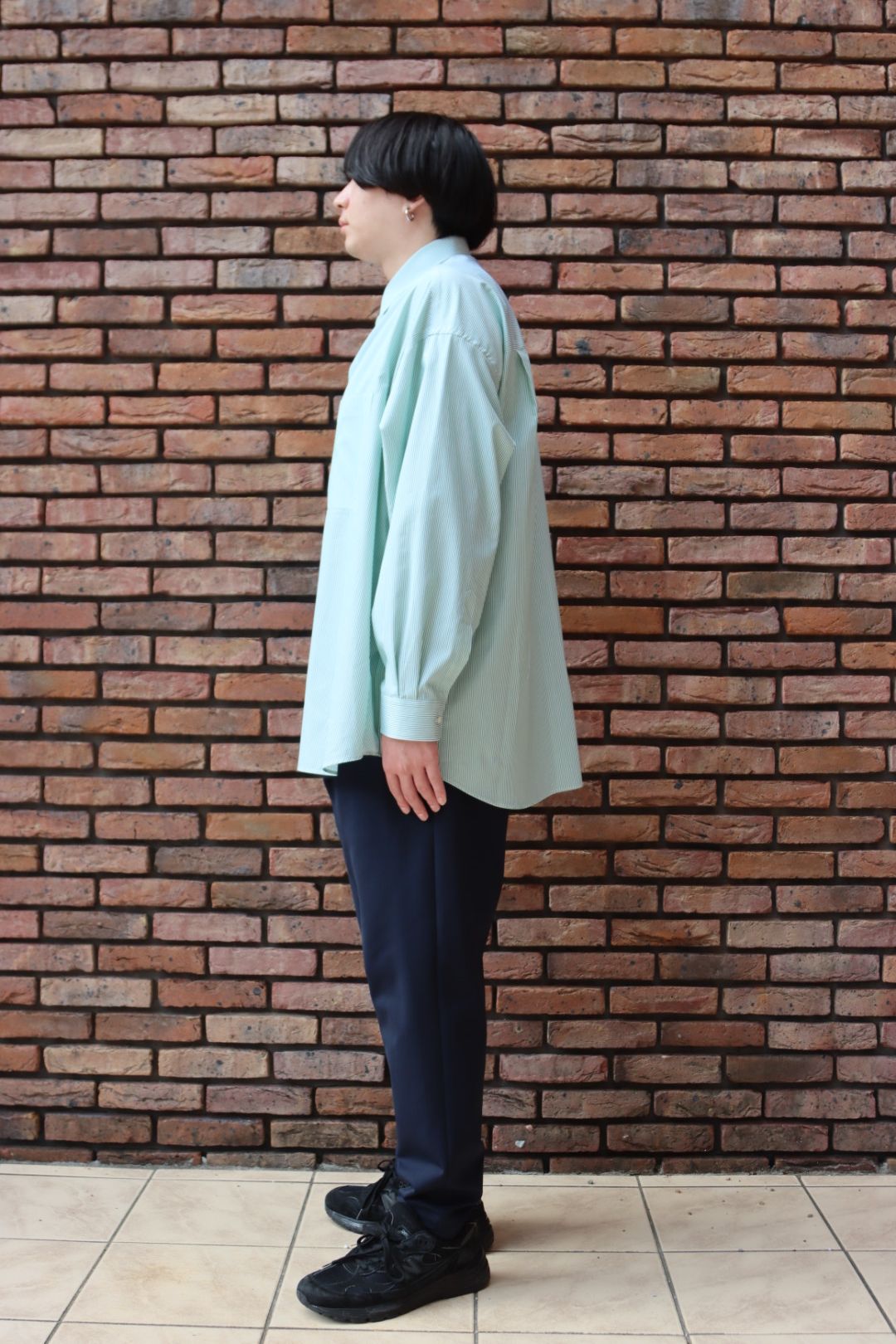 Thomas Mason for Graphpaper L/S Oversized Regular Collar Shirt style.2022.11.26