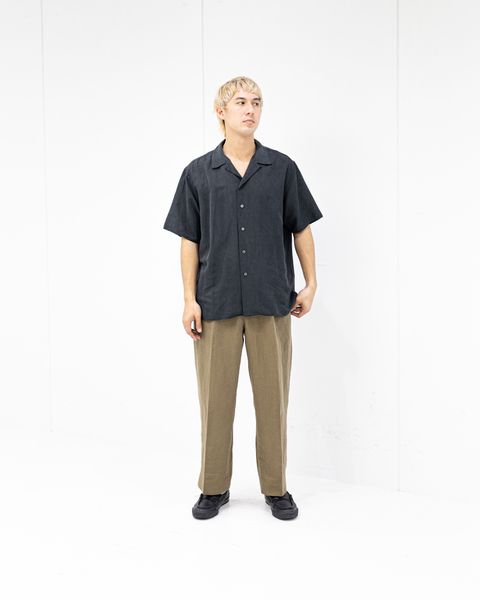 A.PRESSE Vintage Silk Linen S/S Open Collar Shirts  (BLACK) 4月11日(土)新作発売！