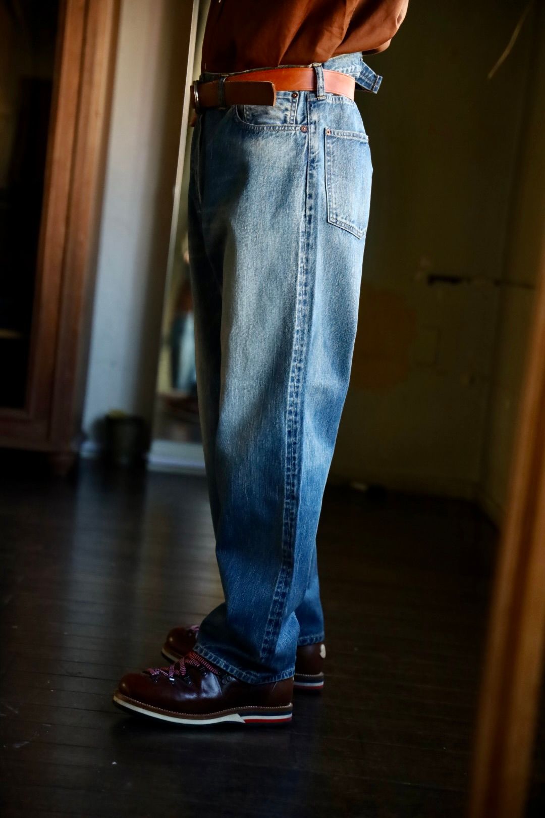 A.PRESSE No.22 Washed Wide Denim Pantsスタイル