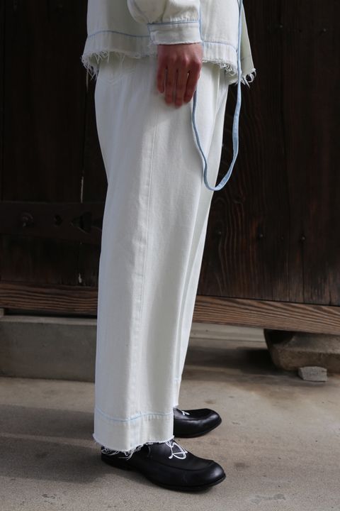 YOKE DETACHABLE POCKET DENIM JACKET&CUT-OFF WIDE-LEGGED DENIM TROUSERS style. 2021.03.27.