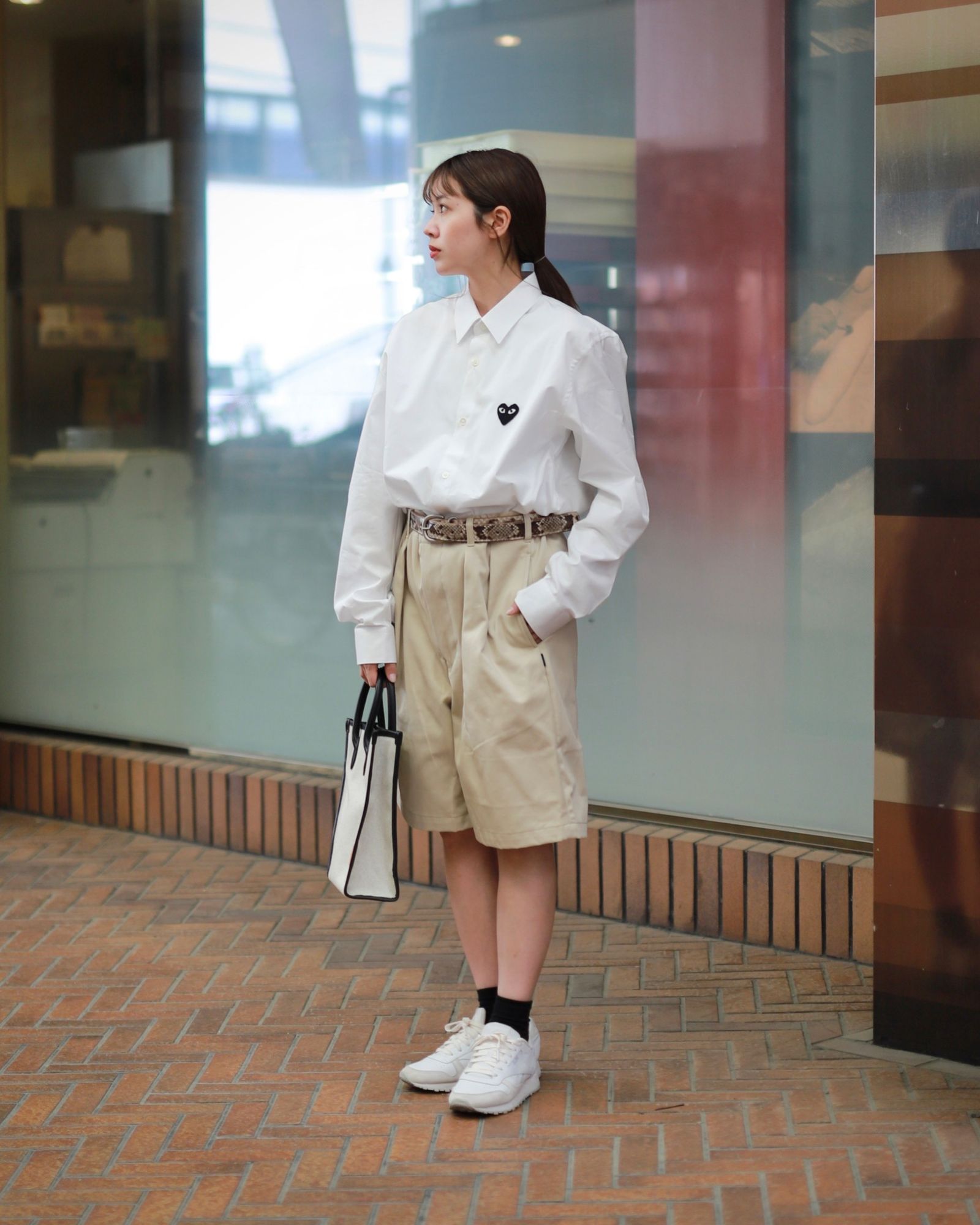 プレイコムデギャルソン MEN'S SHIRT (WHITE×BLACK HEART)