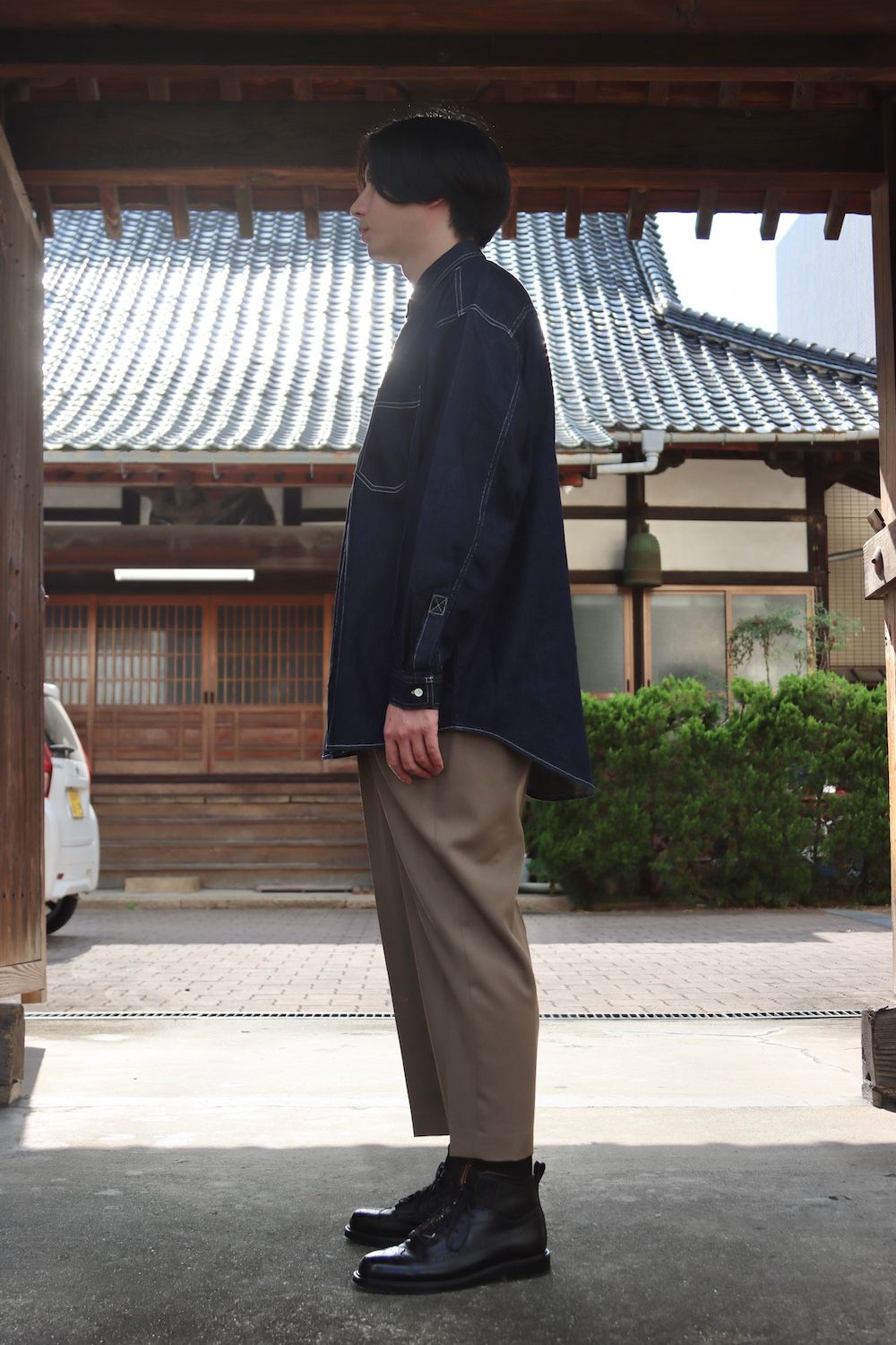 Graphpaper Denime Regular Collar Shirt(GM213-50077B) style.2021.10.3