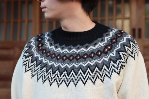 JUNYA WATANABE COMME des GARCONS MAN ウールジャガードニット求心柄"WHITE"style