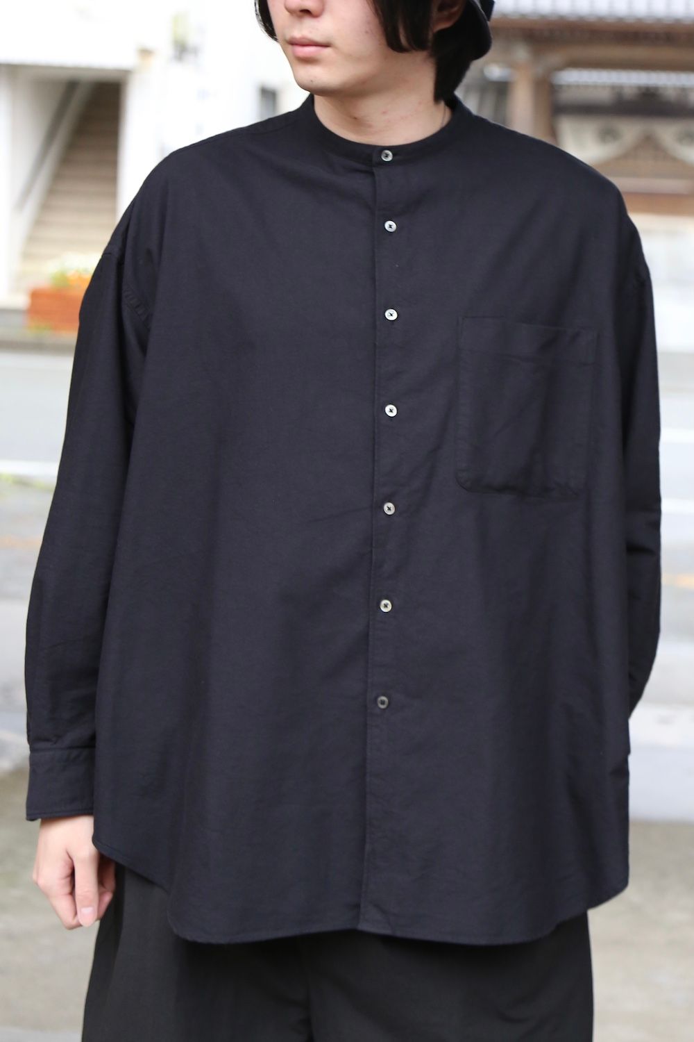 20SS 新品 Graphpaper バンドカラー シャツ 黒 オックスフォード - シャツ
